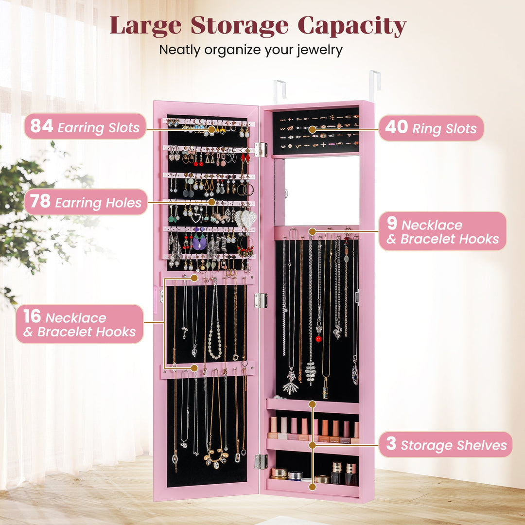 Jewelry Cabinet Wall or Door Mounted Jewelry Armoire Modern Hanging Jewelry Organizer