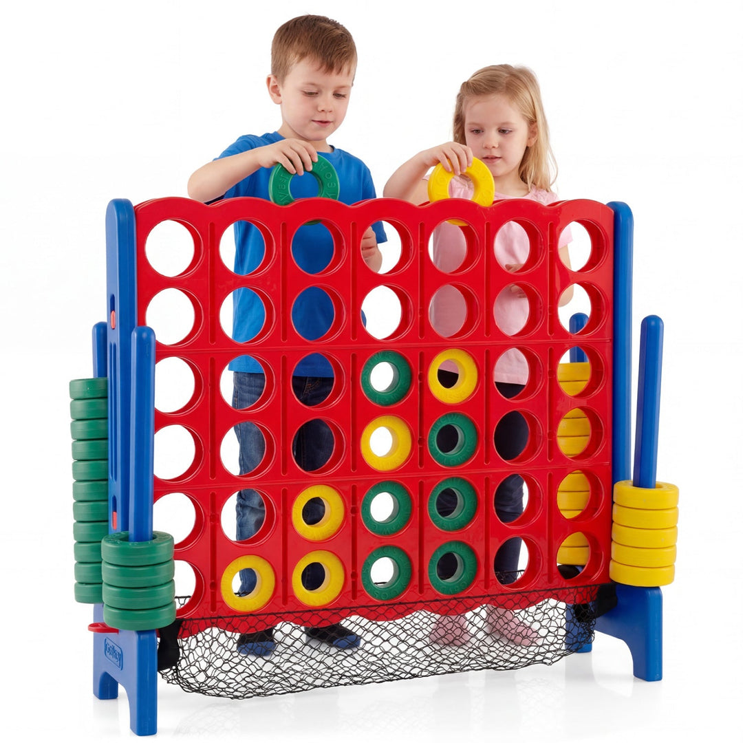 Jumbo 4 in a Row Game Set with 42 Chess Pieces 4-to-Score Giant Game Set