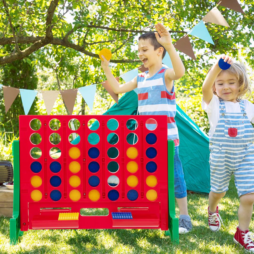 Jumbo 4-to-Score Connect Game Set with Carrying Bag and 42 Coins-Green