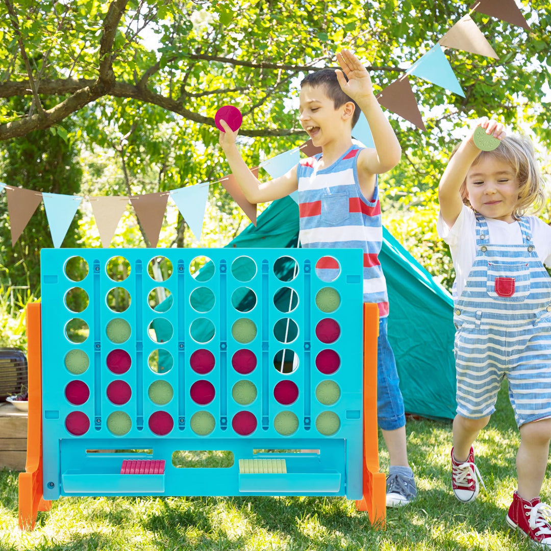 Jumbo 4-to-Score Connect Game Set with Carrying Bag and 42 Coins-Orange