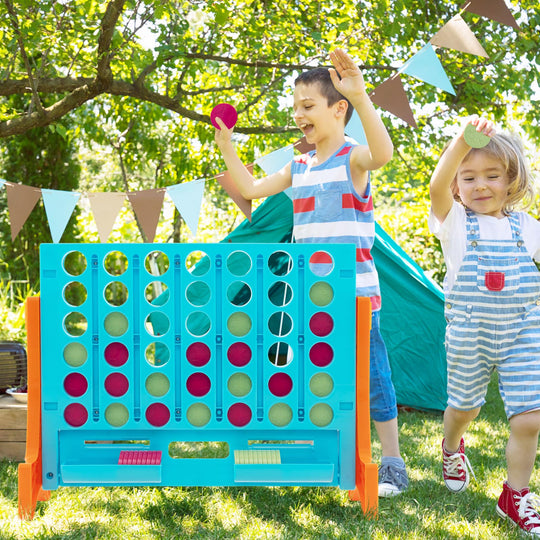 Jumbo 4-to-Score Connect Game Set with Carrying Bag and 42 Coins-Orange