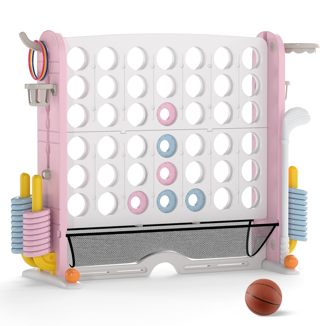 Jumbo 4-to-Score Game with Ring-toss and Basketball Hoop