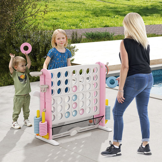 Jumbo 4-to-Score Game with Ring-toss and Basketball Hoop