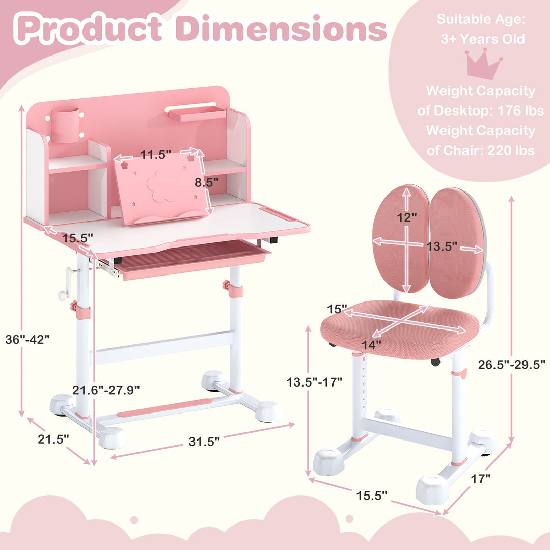 Kid's Study Desk and with Tilt Desktop and Pen Holder