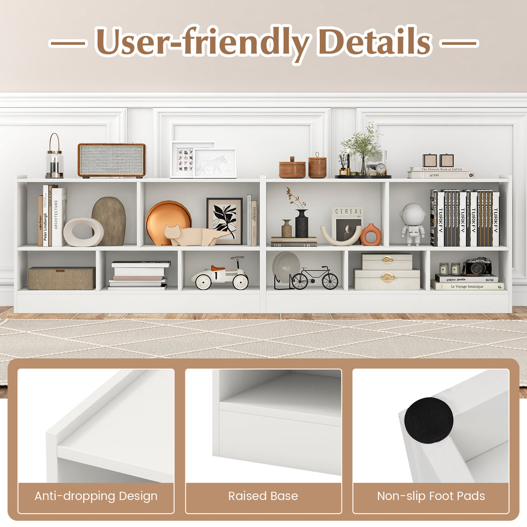 Kids 2-Shelf Bookcase 5-Cube Wood Toy Storage Cabinet Organizer-White