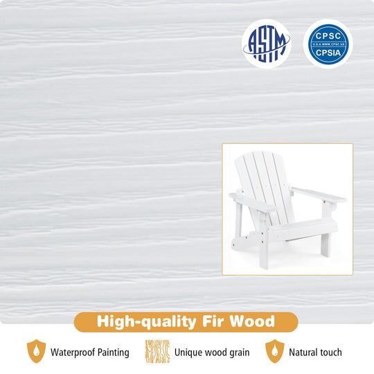 Kid's Adirondack Chair with High Backrest and Arm Rest