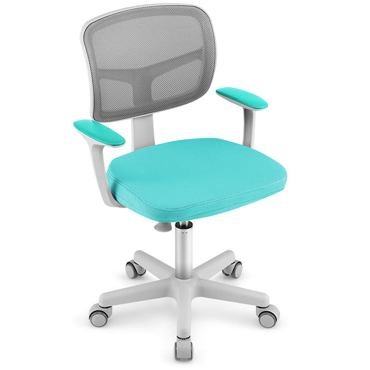 Adjustable Desk Chair with Auto Brake Casters for Kids-Turquoise