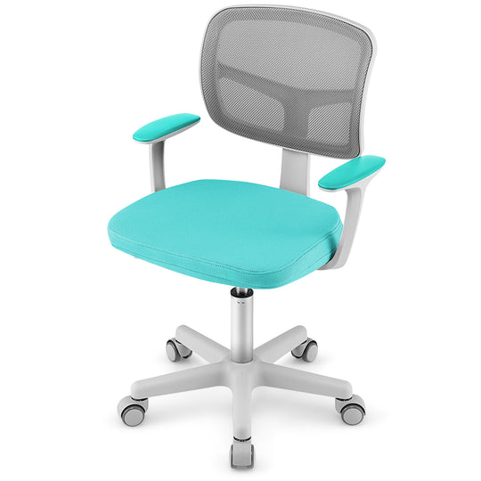 Adjustable Desk Chair with Auto Brake Casters for Kids-Turquoise
