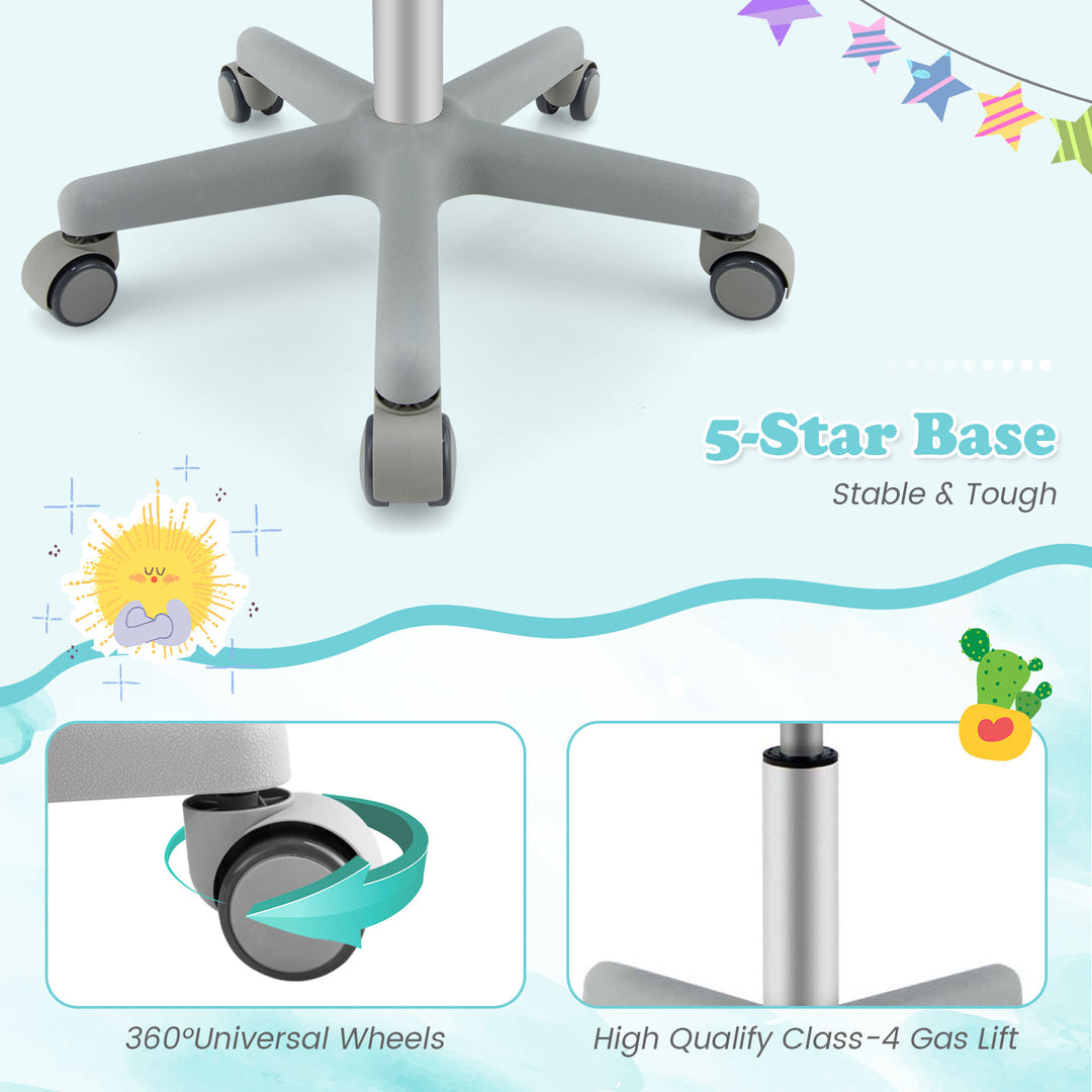 Adjustable Desk Chair with 5 Rolling Casters for Kids-Gray