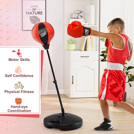 Kids Adjustable Stand Punching Bag Toy Set with Boxing Glove