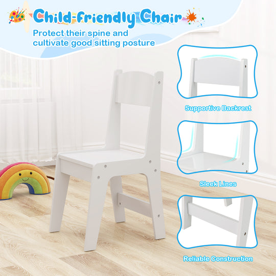 Kids Art Table and Chair Set Toddler Craft Drawing Desk-White