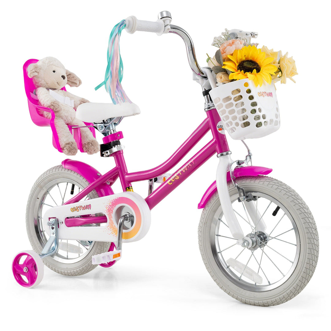 Kids Bike 12 Inch with Training Wheels and 2 Brake System for 3