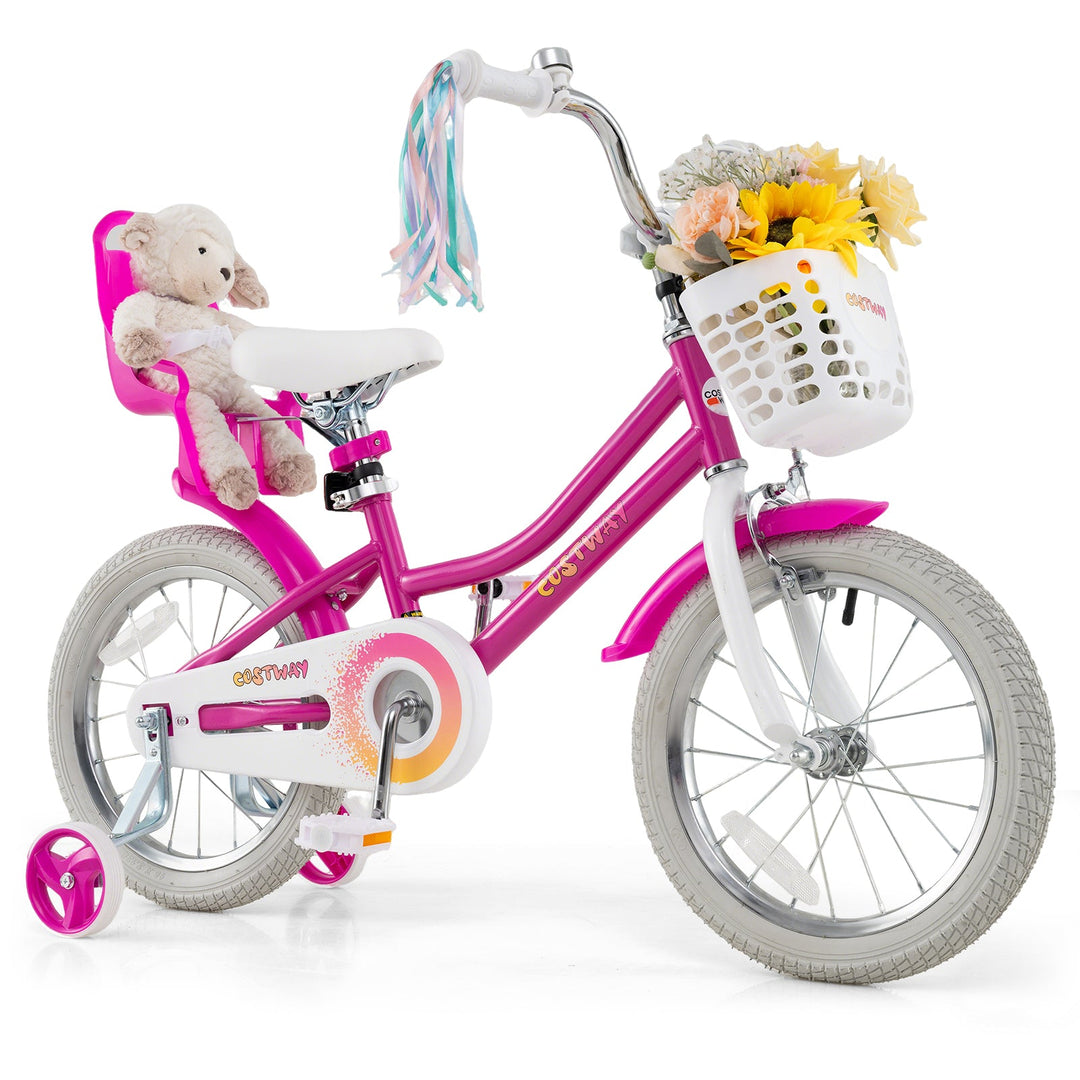 Kids Bike 12 Inch with Training Wheels and 2 Brake System for 3