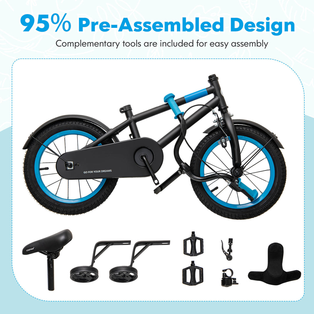Kids Bike with Adjustable Handlebar and Saddle Black-14 inches