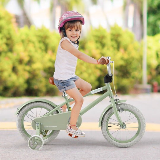 Kids Bike with Adjustable Handlebar and Saddle Green-14 Inches