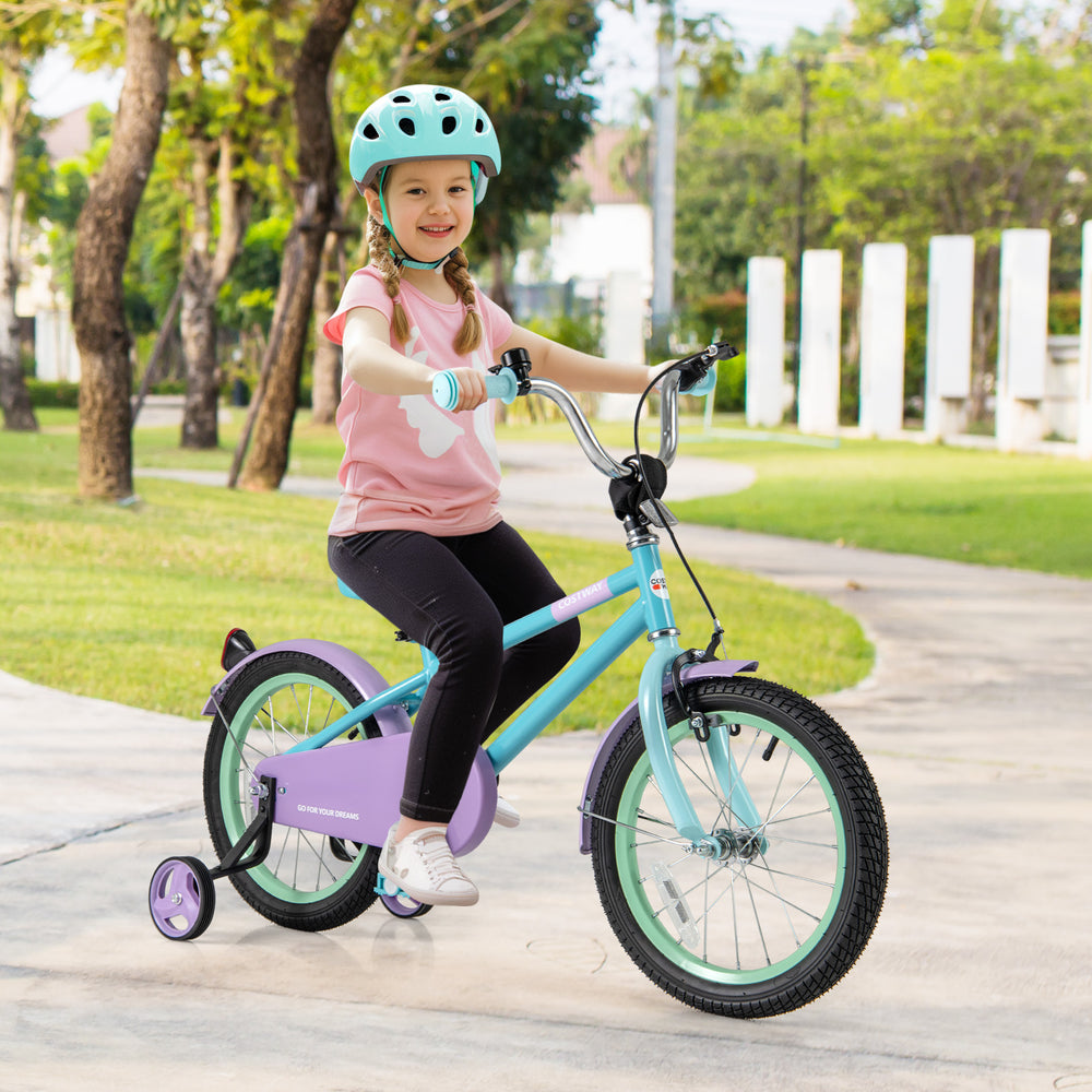 Kids Bike with Adjustable Handlebar and Saddle Purple-16 Inches