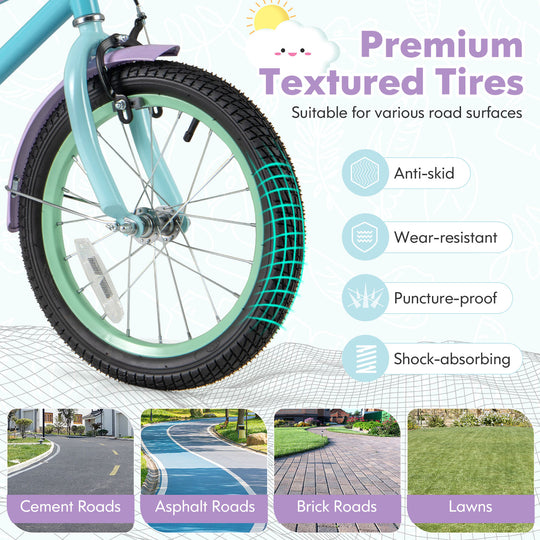 Kids Bike with Adjustable Handlebar and Saddle Purple-16 Inches