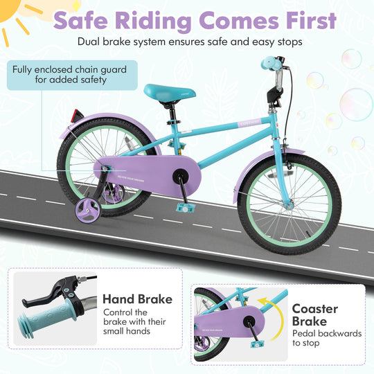 Kids Bike with Adjustable Handlebar and Saddle Purple-18 Inches