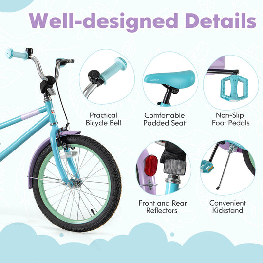 Kids Bike with Adjustable Handlebar and Saddle Purple-18 Inches