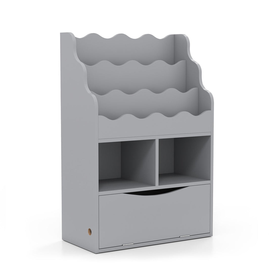 Kids 3-Tier Sling Bookcase with Storage Cabinet