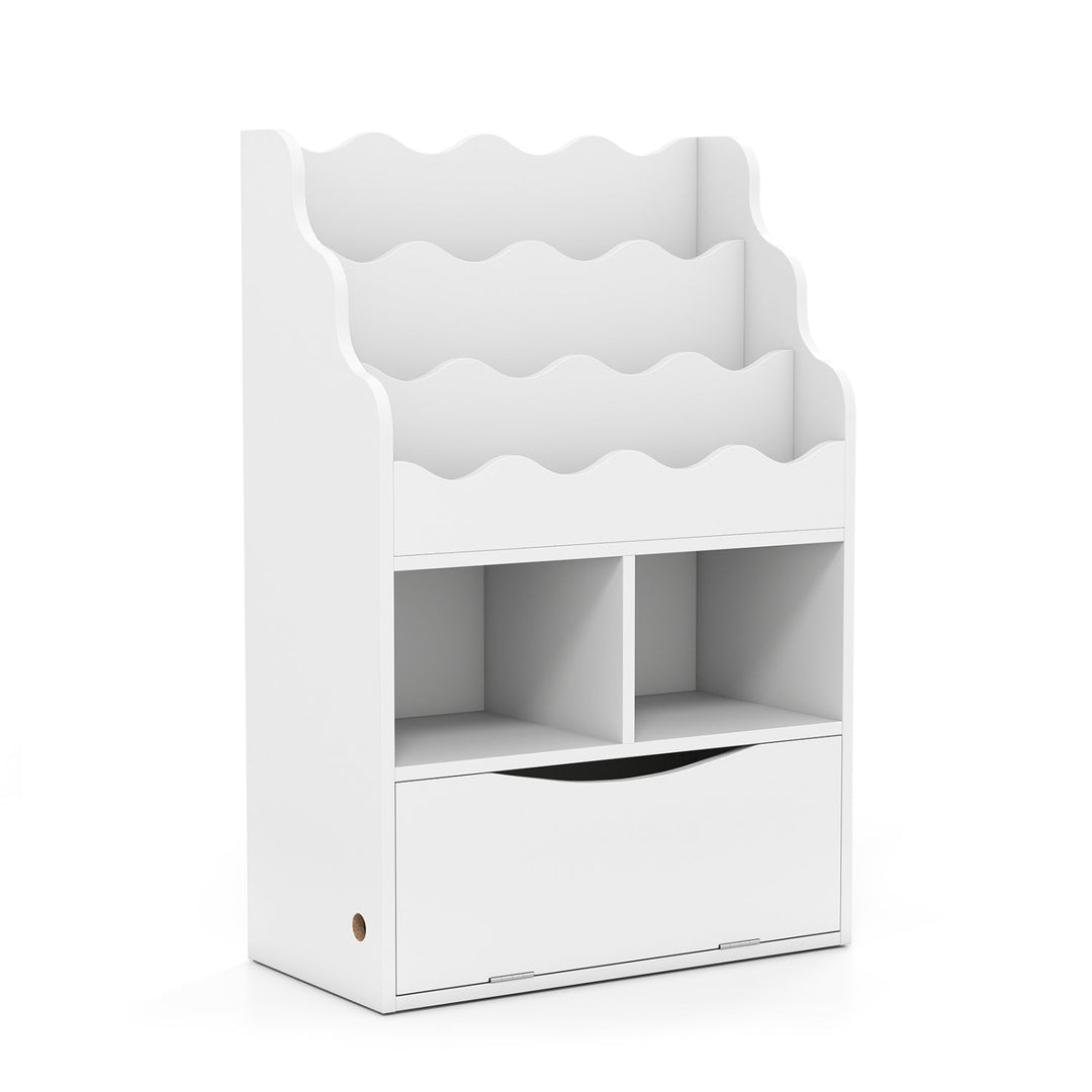 Kids 3-Tier Sling Bookcase with Storage Cabinet