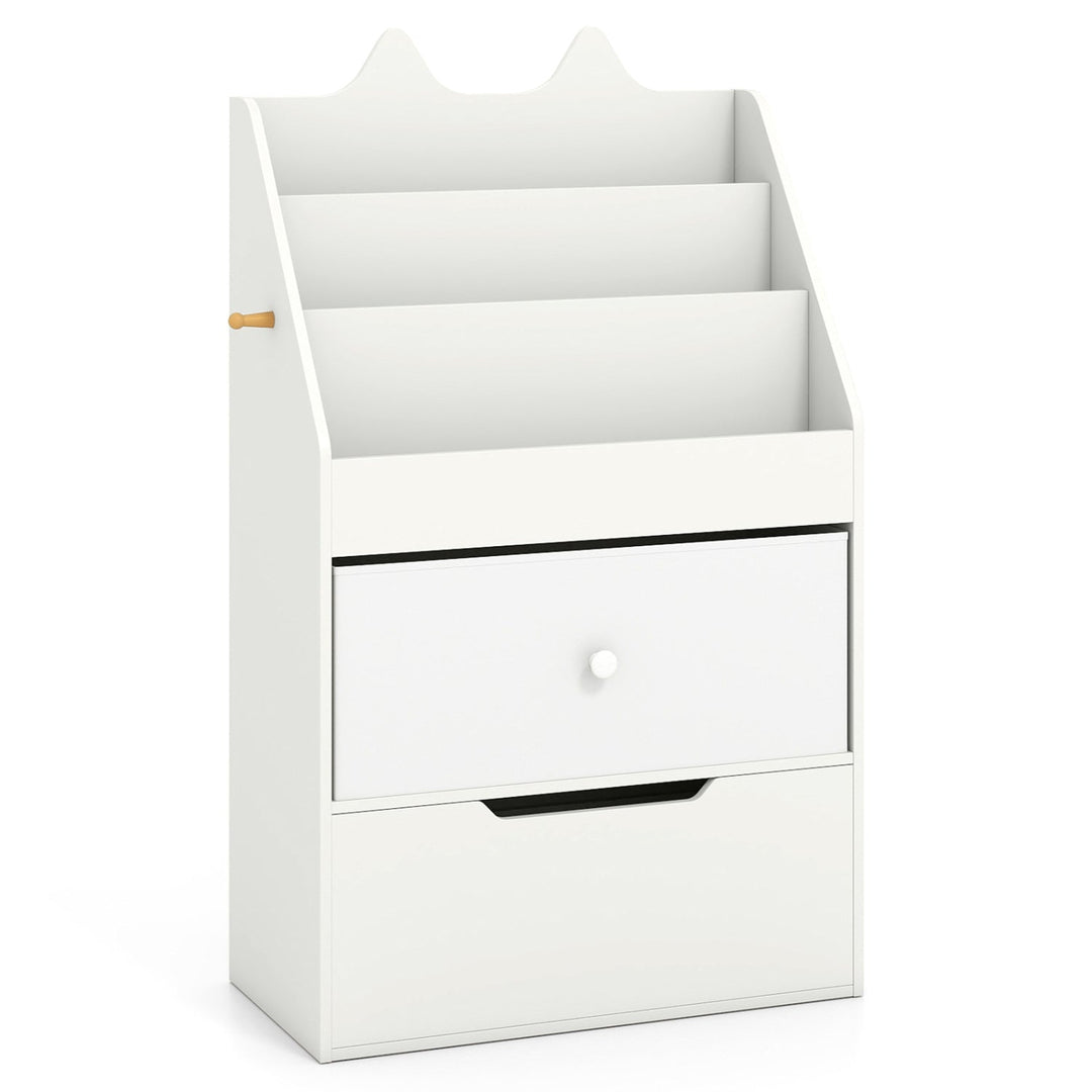 Kids Bookshelf and Toy Storage Organizer with Drawers