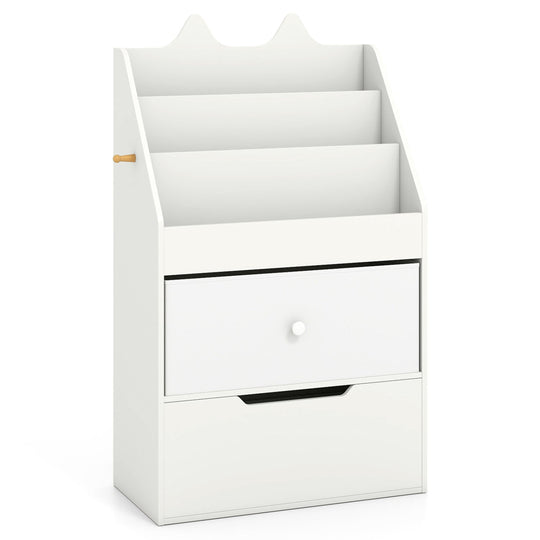 Kids Bookshelf and Toy Storage Organizer with Drawers