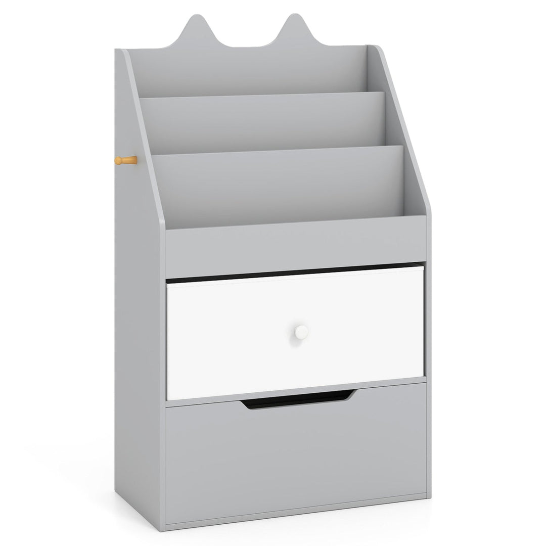 Kids Bookshelf and Toy Storage Organizer with Drawers