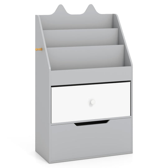 Kids Bookshelf and Toy Storage Organizer with Drawers