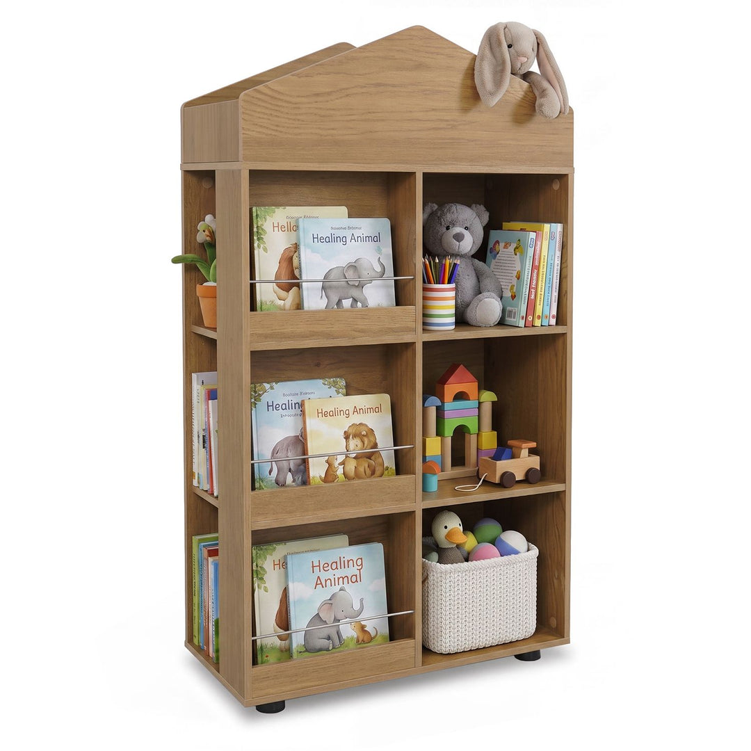 Kids Bookshelf and Toy Storage Organizer 4-Tier House-Shaped Toddler Bookcase