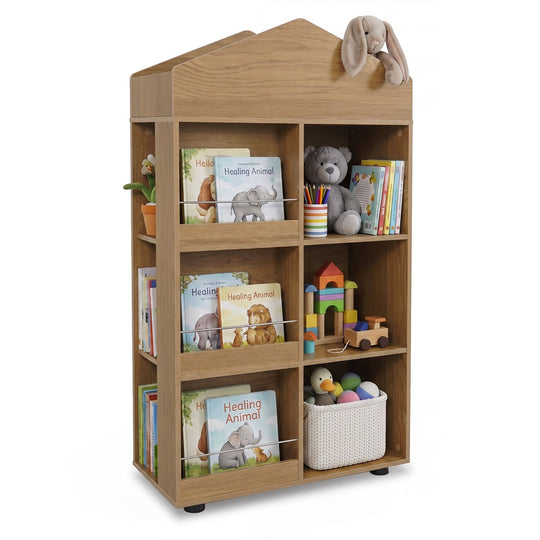 Kids Bookshelf and Toy Storage Organizer 4-Tier House-Shaped Toddler Bookcase