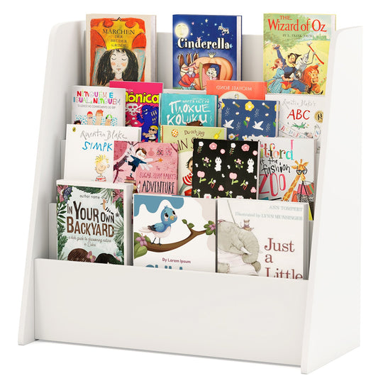 4-Tier Kids Bookshelf with Deep Compartments for Bedroom