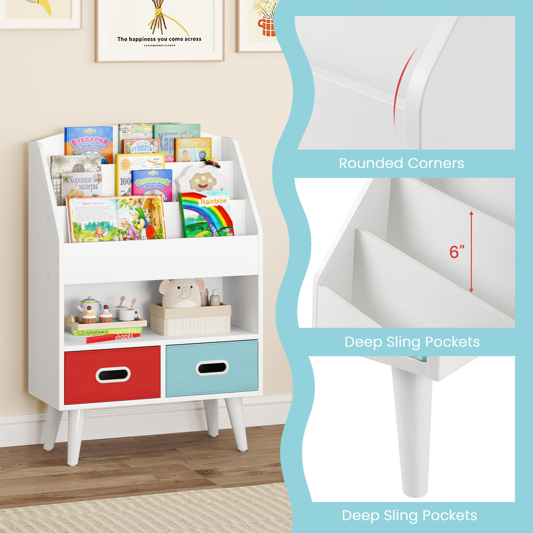 Kids Bookshelf with Open Compartment for Toddlers 3+ Years Old-White