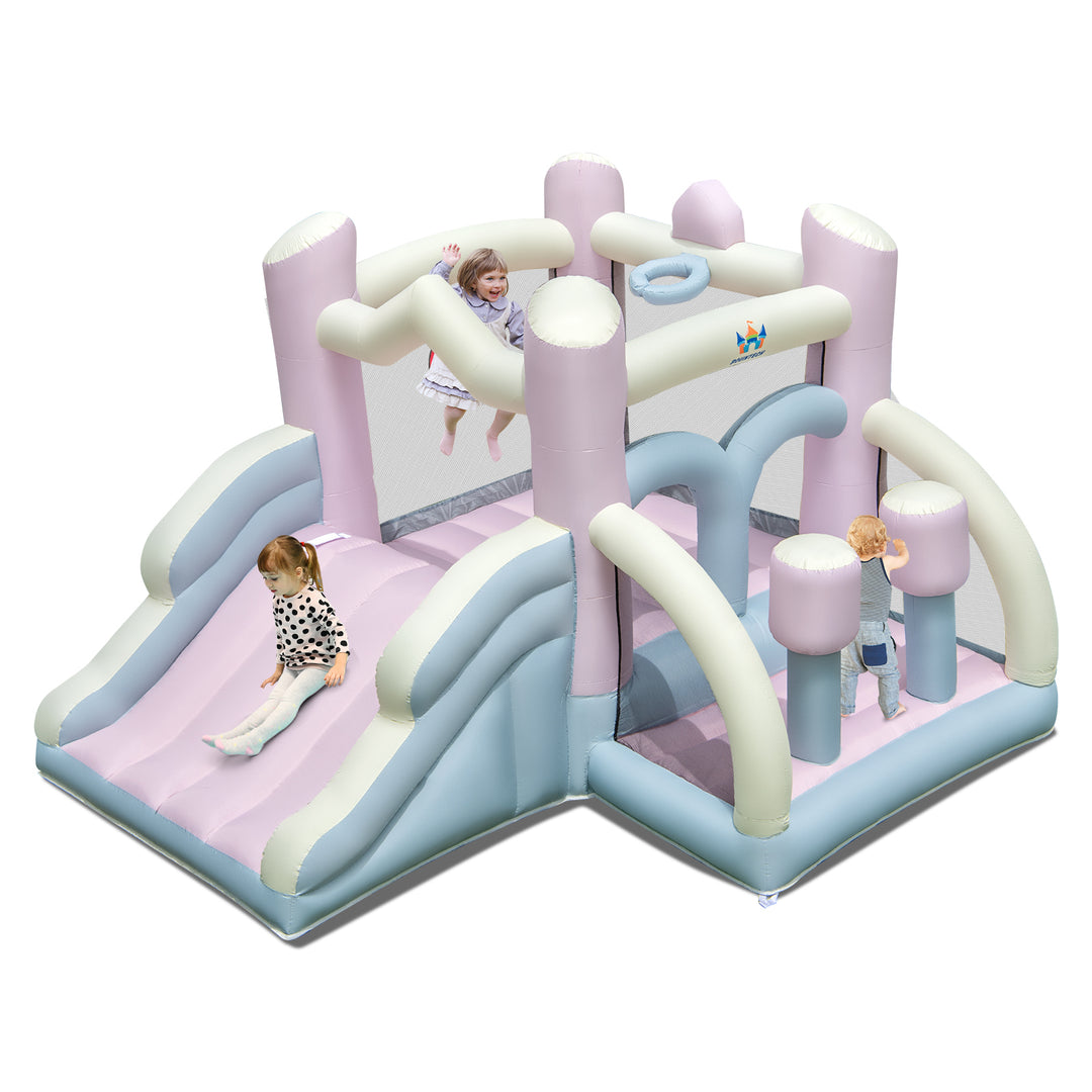 Kids Bounce House with Slide and 2 Boxing Columns for Party without Blower