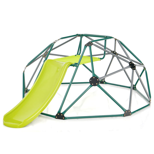 Kids Climbing Dome with Slide and Fabric Cushion for Garden Yard-Green