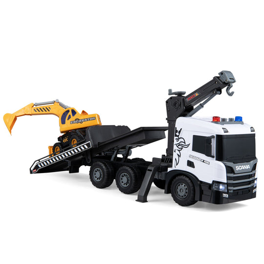 Construction Truck Set with Tow Truck & Excavator - Lights & Sounds