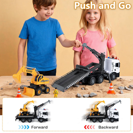 Construction Truck Set with Tow Truck & Excavator - Lights & Sounds