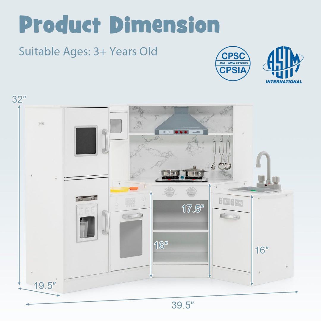 Kids Corner Pretend Kitchen Playset with Separated Washing Basin