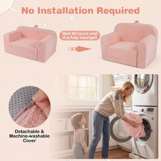 Kids Couch Portable Toddler Sofa with Anti-slip Base