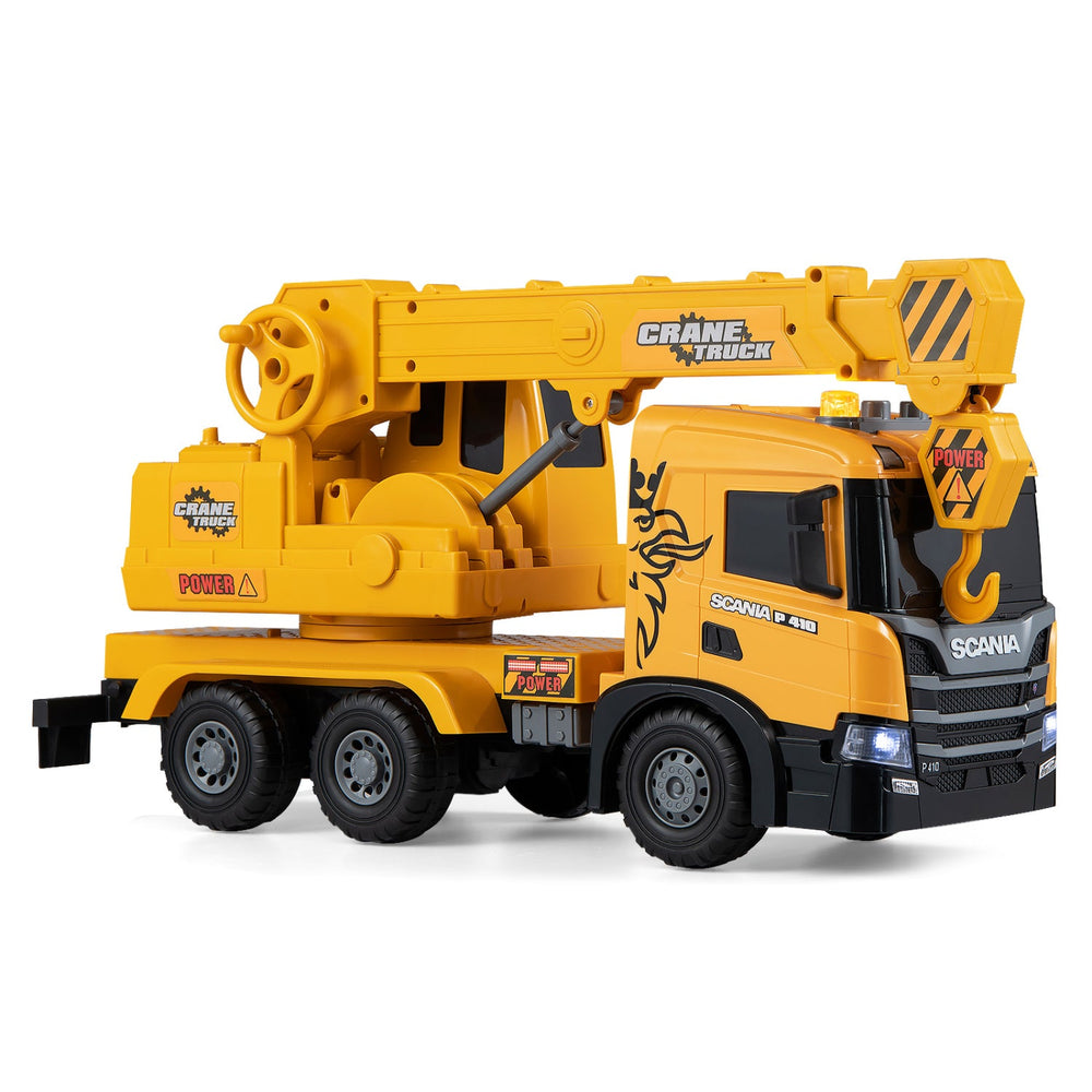 Crane Truck Toy with Telescopic Arm and Sounds - Yellow