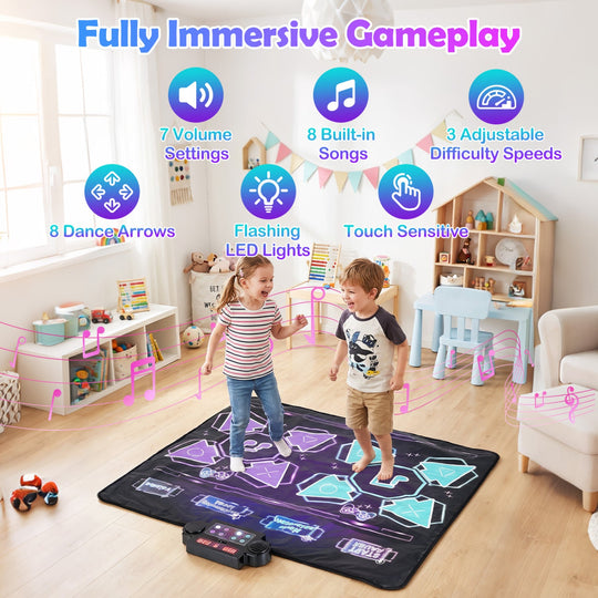 Electronic Kids Dance Mat with 8 Songs & LED Lights