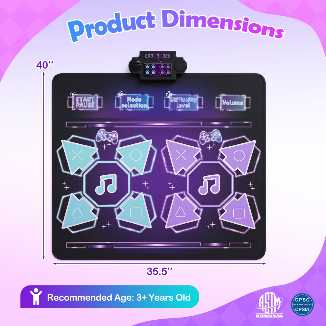 Electronic Kids Dance Mat with 8 Songs & LED Lights