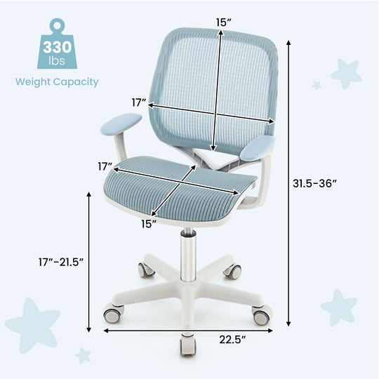 Swivel Mesh Children Computer Chair with Adjustable Height-Blue