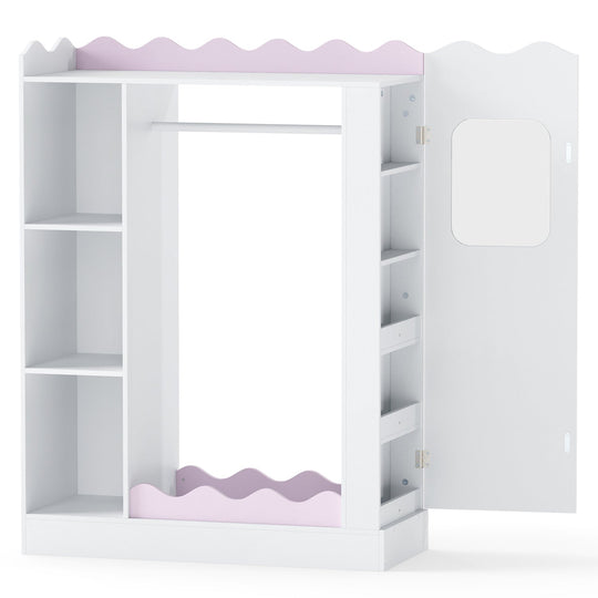 Kids Dress Up Storage with Mirror and Hanging Rack - Pink