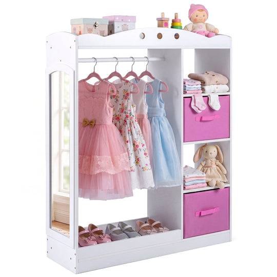 Kids Dress Up Storage with Full Length Mirror - Pink