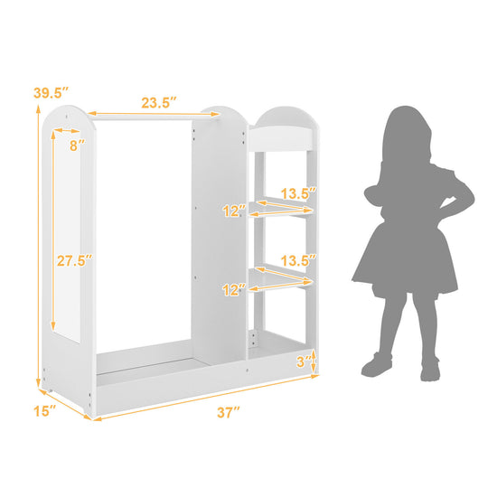 Kids Dress Up Storage with Mirror-White