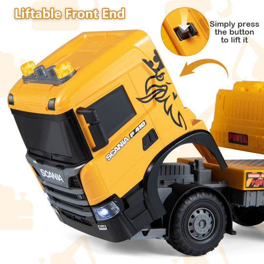 Excavator Truck Toy with Adjustable Arm and Rotating Cab