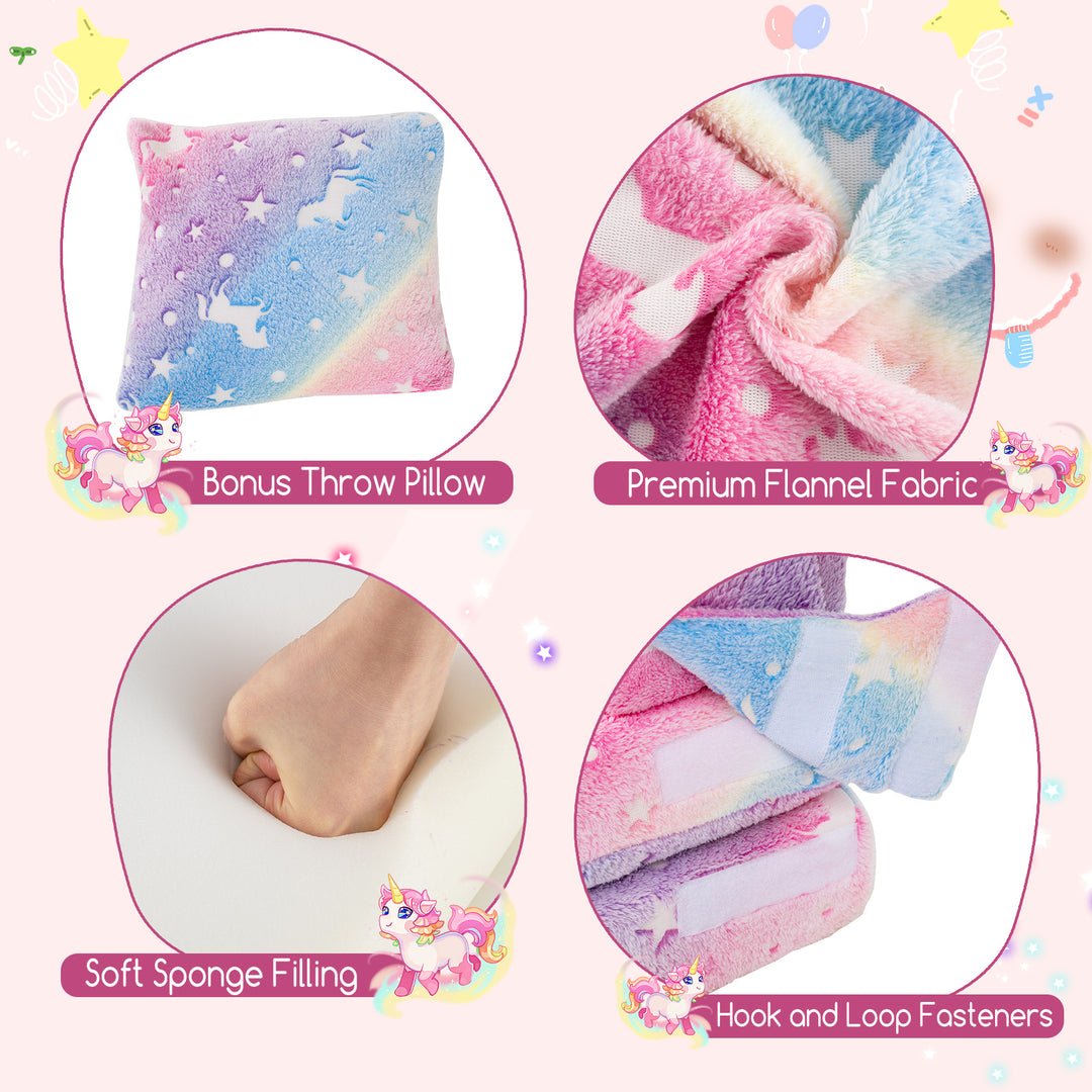 Kids Folding Sofa Bed Floor Mattress Glow in the Dark with Pillow-Multicolor