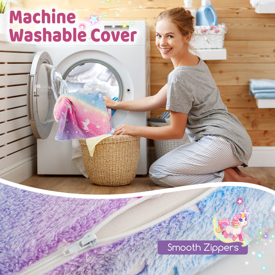 Kids Folding Sofa Bed Floor Mattress Glow in the Dark with Pillow-Multicolor