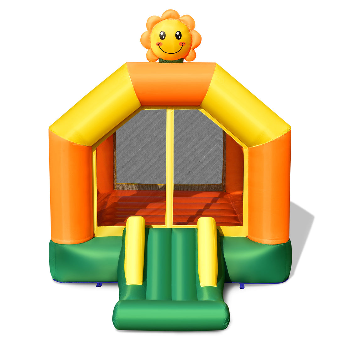Kids Inflatable Bounce House with Slide and Basketball Rim with 735W Blower